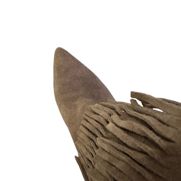 Elaine Turner Grey Suede Fringe Booties - Size 8.5 - Picture 5 of 8